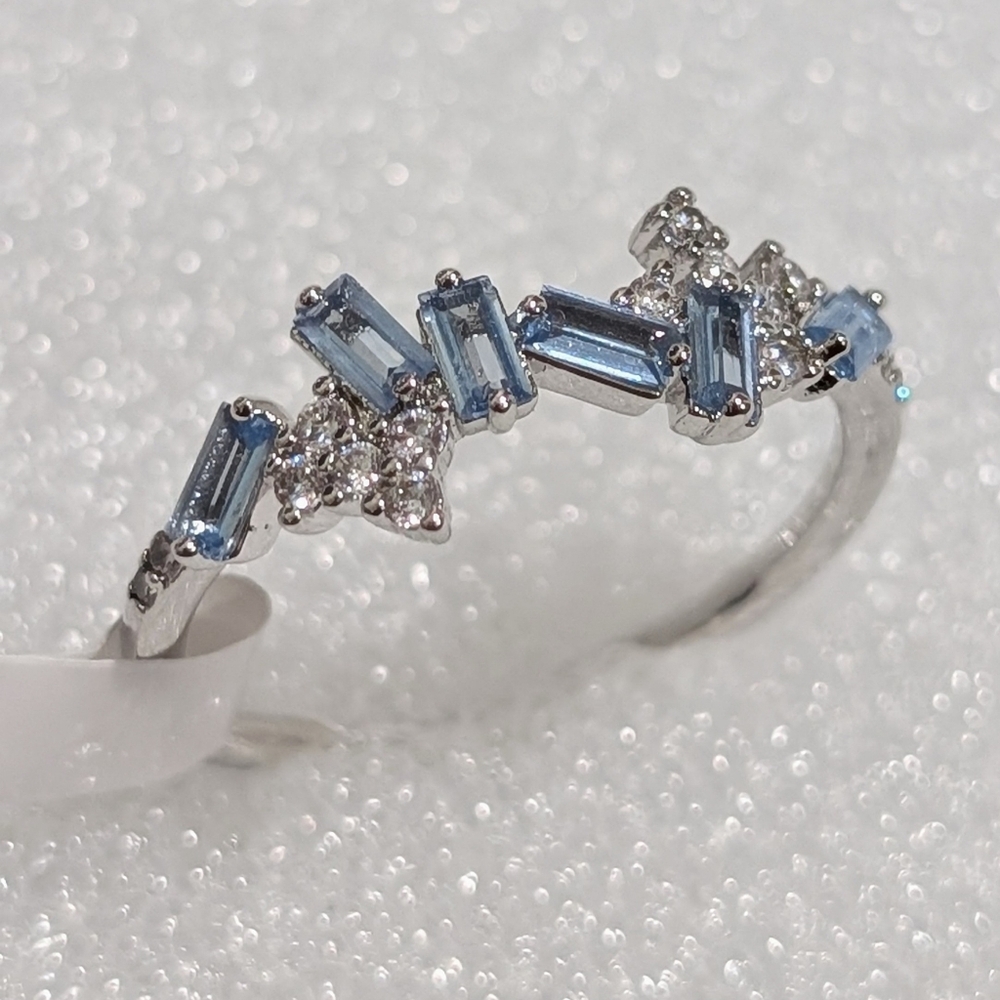 NWT Bomb Party "Scattered Jewels" RBP5951 LC Blue Topaz Rhodium Plate Sz 10 Ring